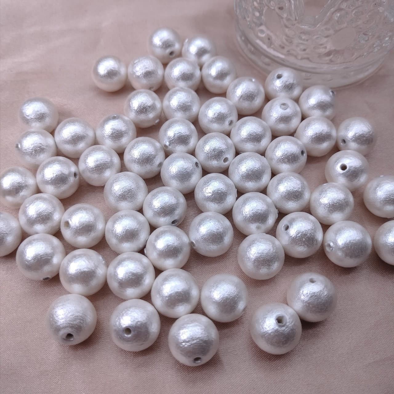 Cotton beads half hole high quality imitation pearl white perforated pearl jewelry material diy pearl wholesale round beads 4