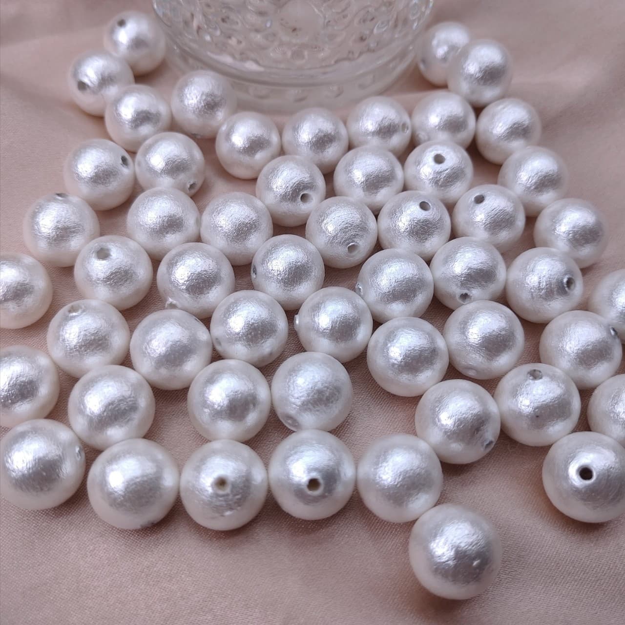 Cotton beads half hole high quality imitation pearl white perforated pearl jewelry material diy pearl wholesale round beads 5