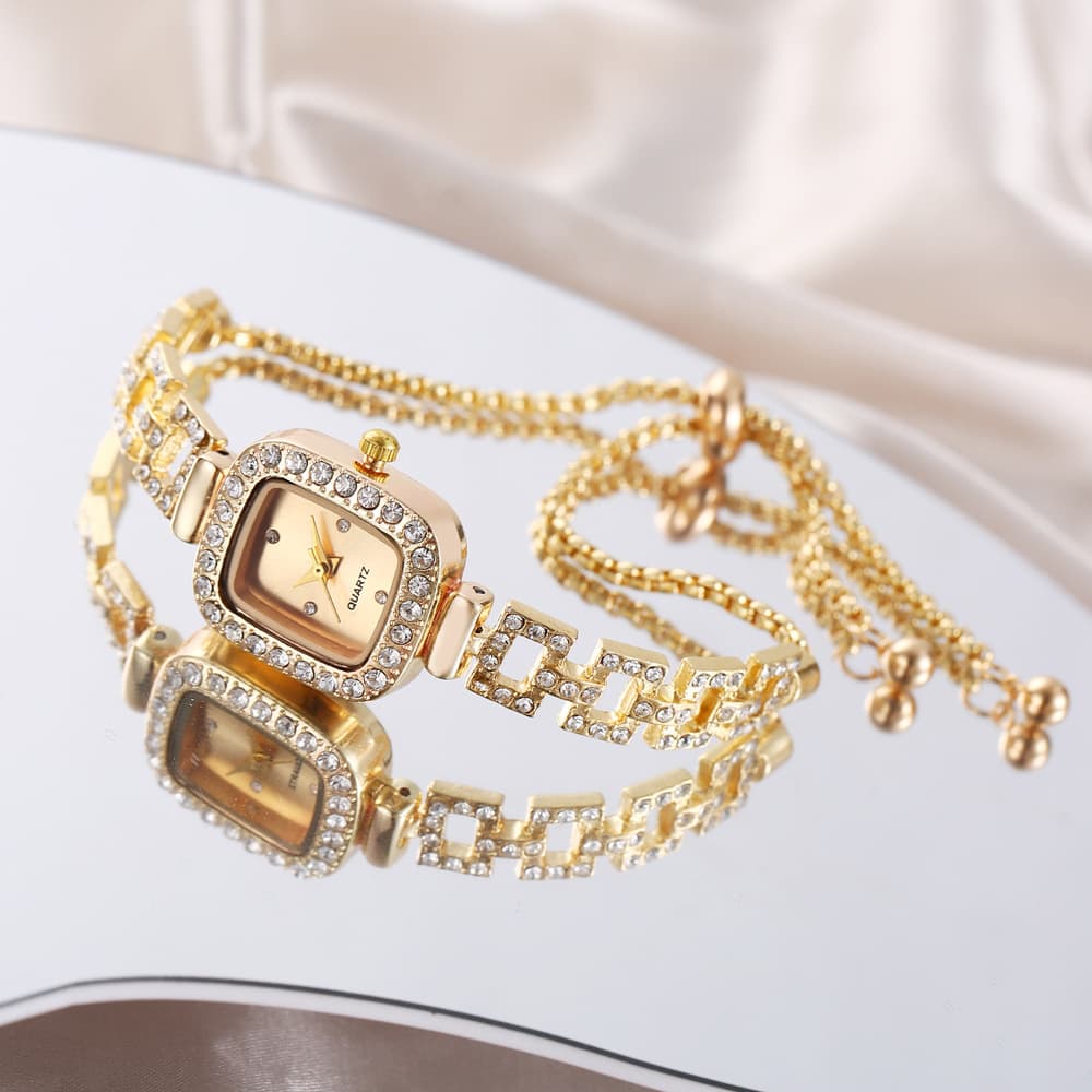 Popular foreign trade bracelets set with diamonds and English decorative watches, fashionable and exquisite high-end square watches, live broadcast hot sale wholesale
