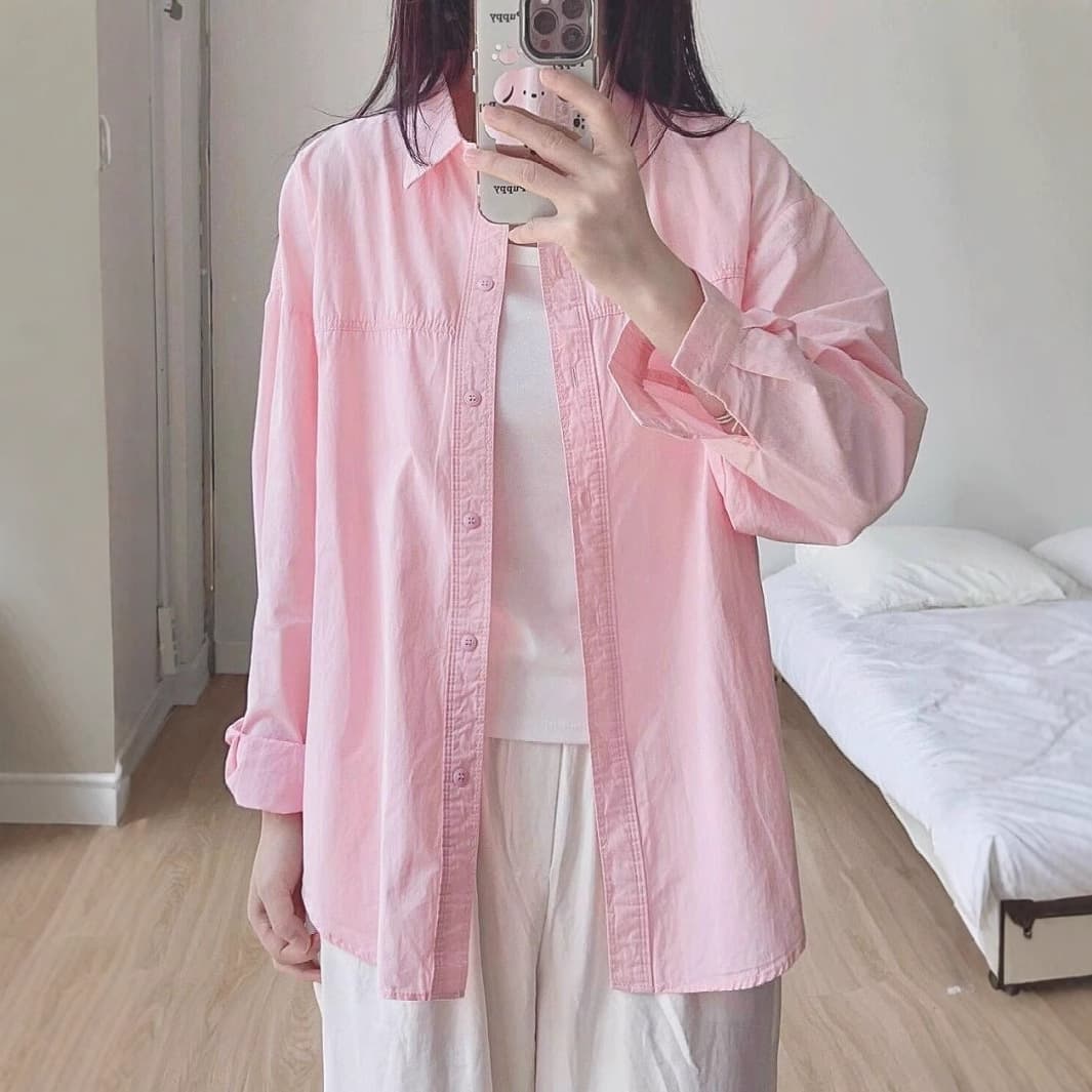 2025 New Dopamine Milk Yellow Pure Cotton Shirt Women's Summer Layer Loose Shirt Jacket Wear Outer Sun Protection 5