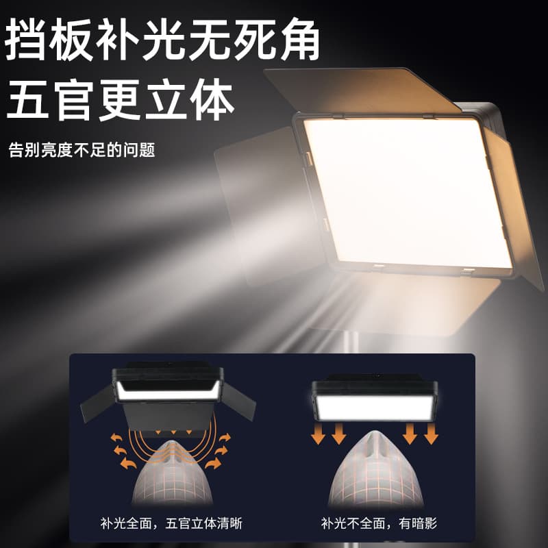 LED Square Lamp 4-blade Flat Fill Light Photography Lamp Indoor and Outdoor Live Broadcast Beauty Shooting Lighting Photography Equipment 4
