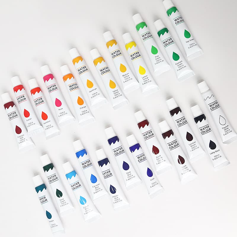 Watercolor paint 12ML aluminum plastic tube single pack, professional art painting, highly transparent color, safe and washable 3