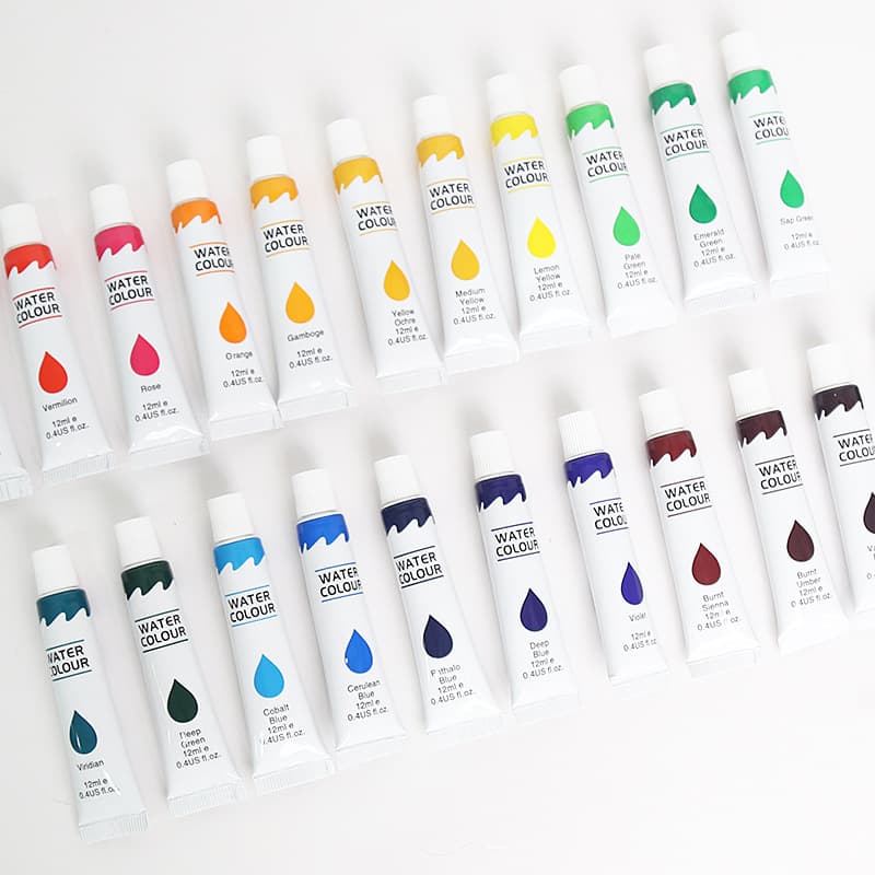 Watercolor paint 12ML aluminum plastic tube single pack, professional art painting, highly transparent color, safe and washable 4