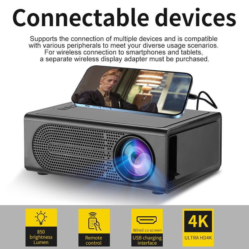 Cross-border M200 portable mini projector LED mobile phone home theater wired mobile phone same screen supports 1080p 3