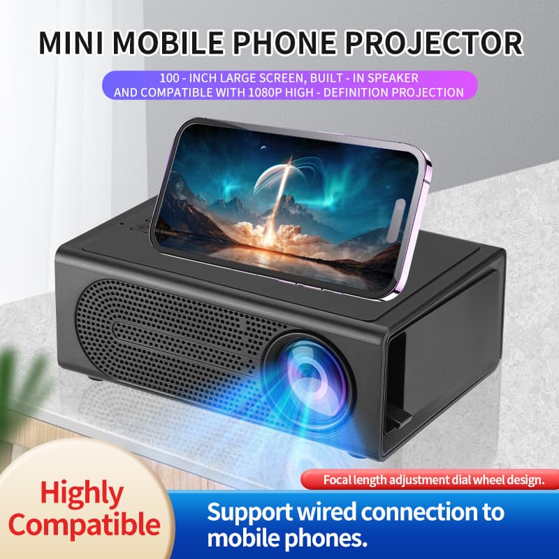 Cross-border M200 portable mini projector LED mobile phone home theater wired mobile phone same screen supports 1080p