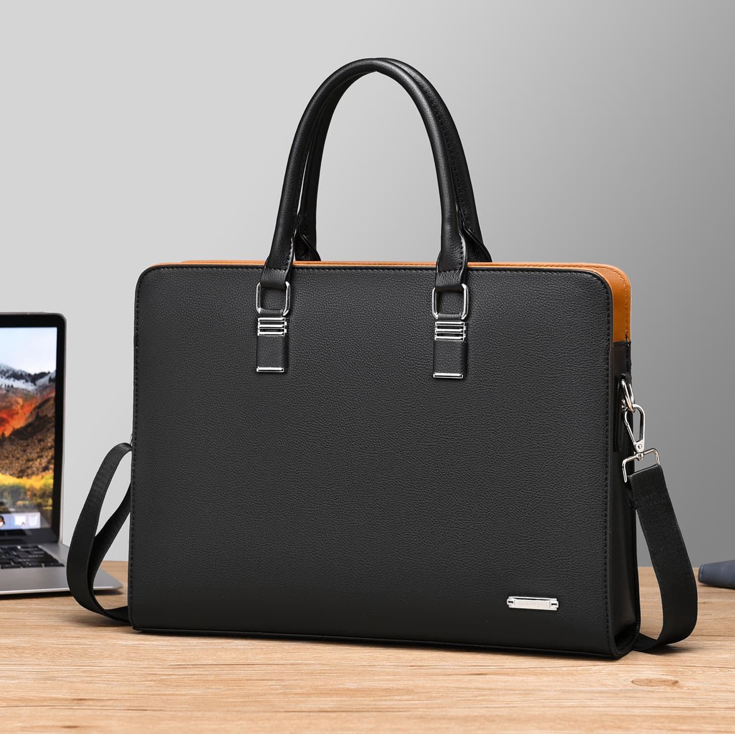 Cross-border men's bag large capacity horizontal men's handbag business briefcase shoulder crossbody bag business trip computer bag 9