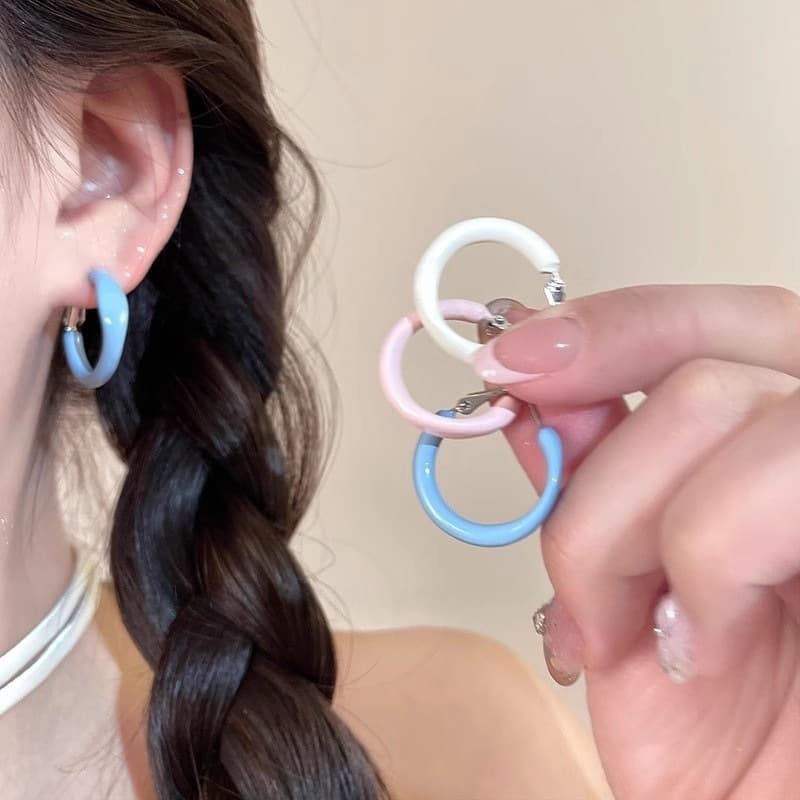 Cream color earrings Morandi irregular dripping earrings and earrings spring and summer small earrings accessories are fresh and sweet 9