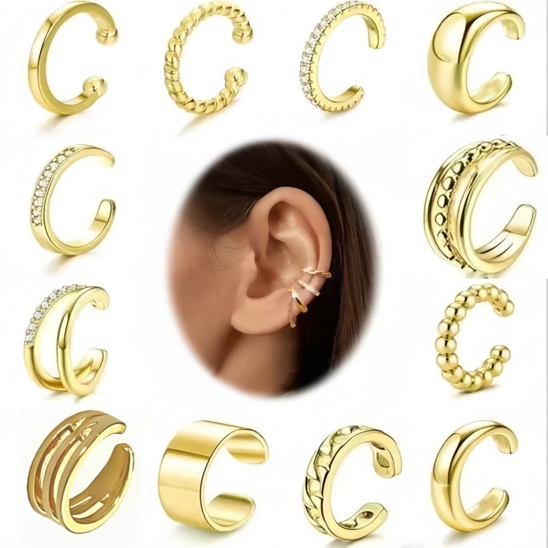 Amazon's best-selling non-perforated 9-piece set of ear clips silver round hoop type non-perforated ear clips adjustable ear bone clips 8