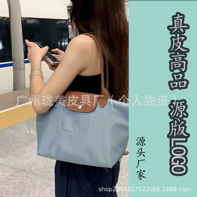 French Longxiang 70th Anniversary Tote Bag Shoulder Crossbody Mummy Waterproof Nylon Handbag Embroidered Hand Commuting Bag 5