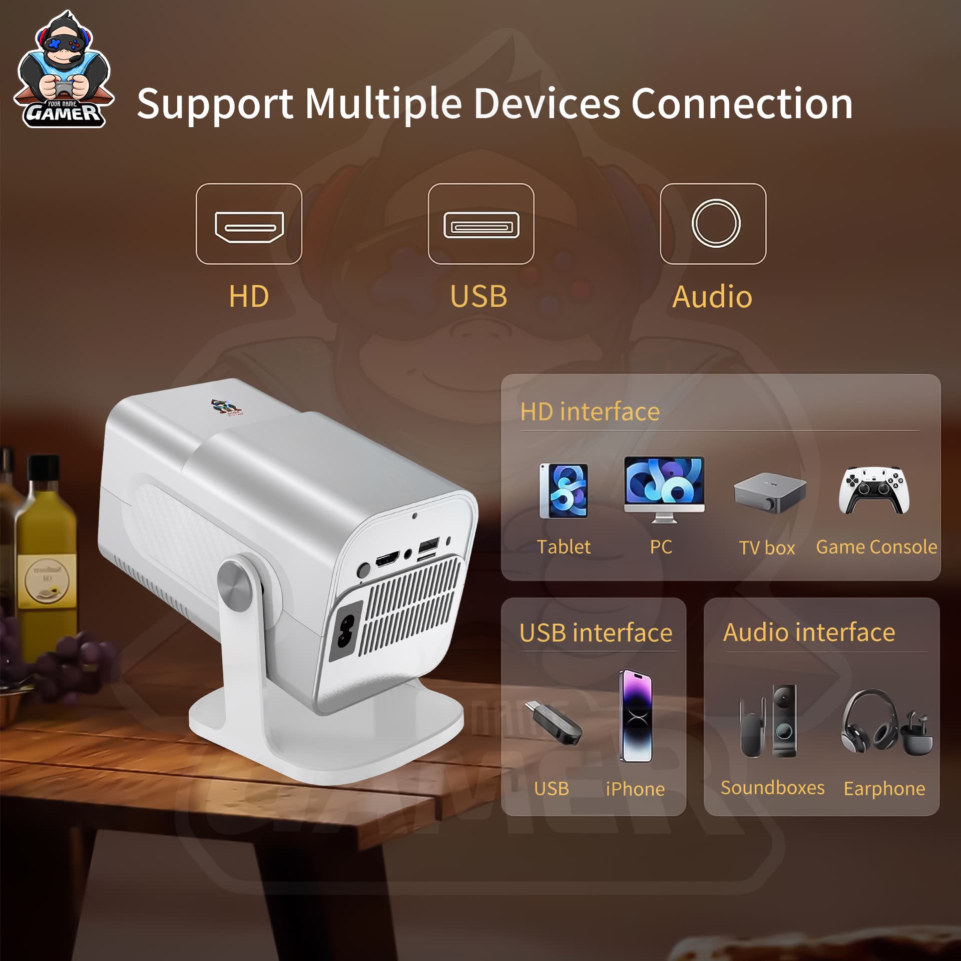 Amazon Best Selling Portable HCS350PRO Projector PSP Game Projector HD Mini Home Theater 4