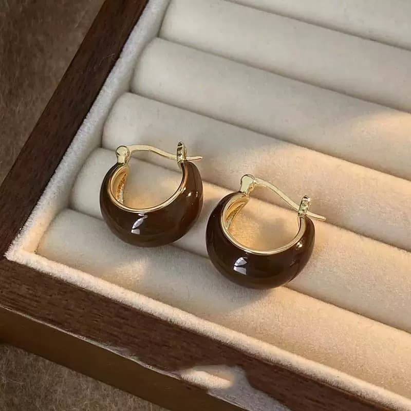 New retro cool earrings Maillard fashionable earrings niche design simple light luxury earrings 4