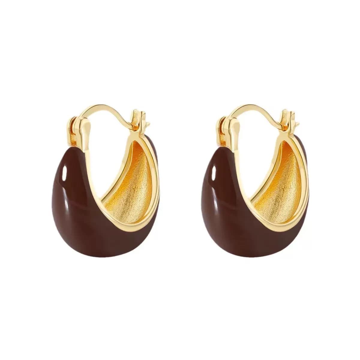 New retro cool earrings Maillard fashionable earrings niche design simple light luxury earrings 6