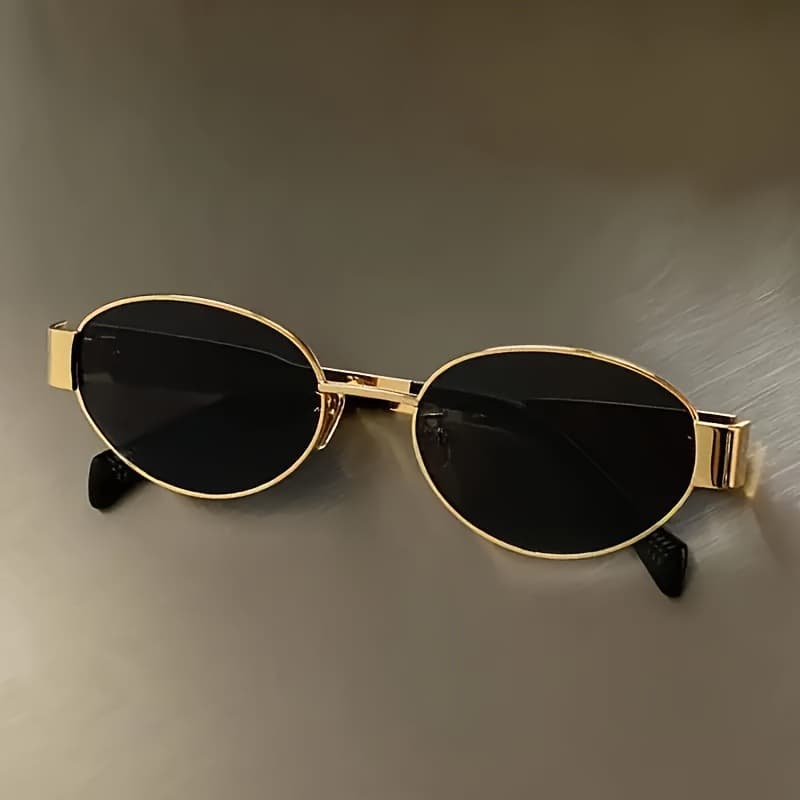 2026 new Hong Kong style cool and handsome sunglasses for women, high-end retro oval metal small frame old money style sunglasses 5