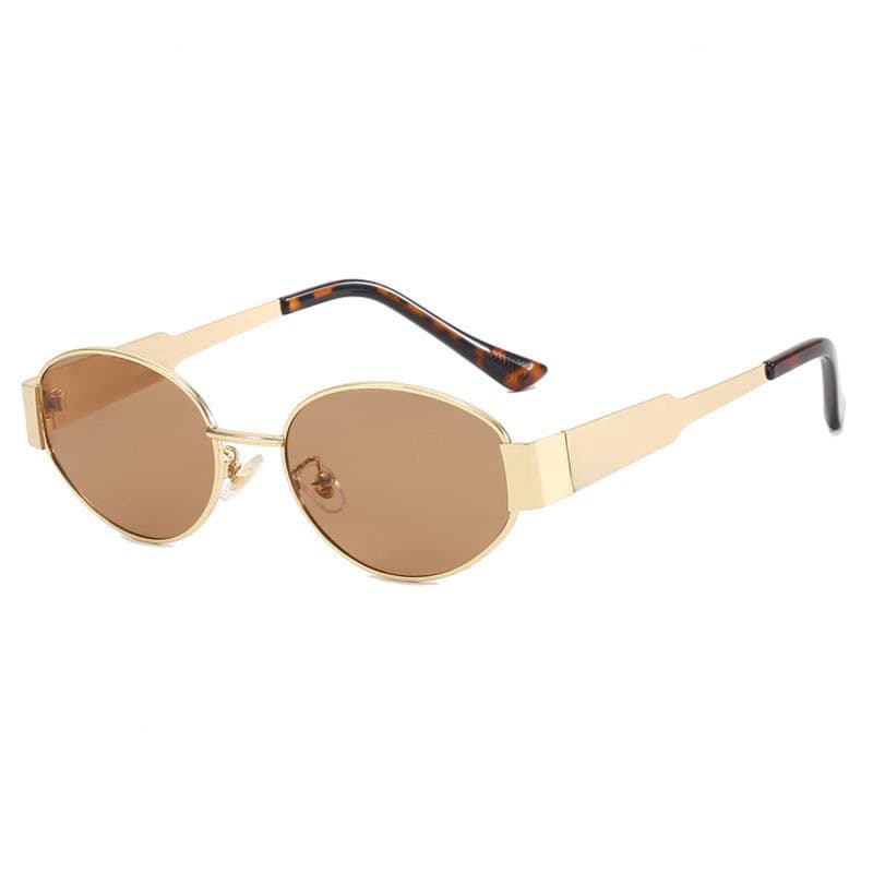 2026 new Hong Kong style cool and handsome sunglasses for women, high-end retro oval metal small frame old money style sunglasses 10