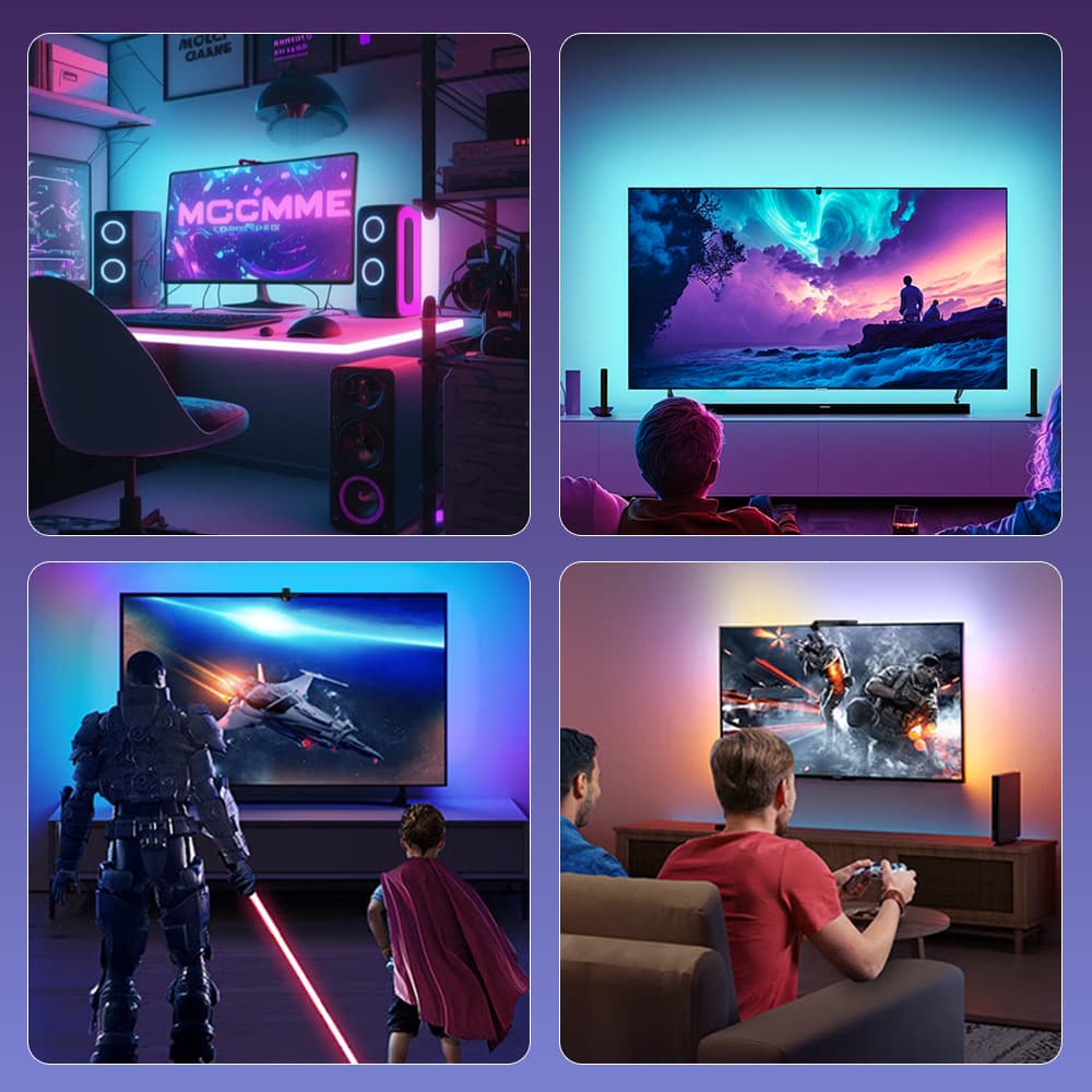 Cross-border Bluetooth APP sensor captures TV screen synchronization smart remote control RGB colorful LED atmosphere light strip 5