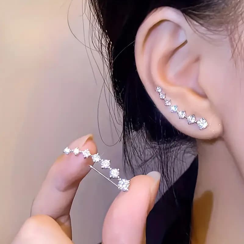 TEMU's popular Big Dipper rhinestone earrings, colorful diamond earrings, a row of 7 diamond stars, flashing diamond earrings for women 2