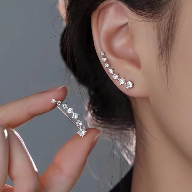 TEMU's popular Big Dipper rhinestone earrings, colorful diamond earrings, a row of 7 diamond stars, flashing diamond earrings for women 3