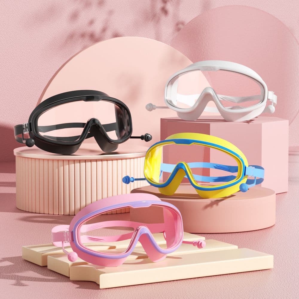 Children's swimming goggles, anti-fog, high-definition swimming goggles, high-definition eye-friendly, adult swimming goggles, silicone nose clip earplugs, large-frame swimming goggles 2