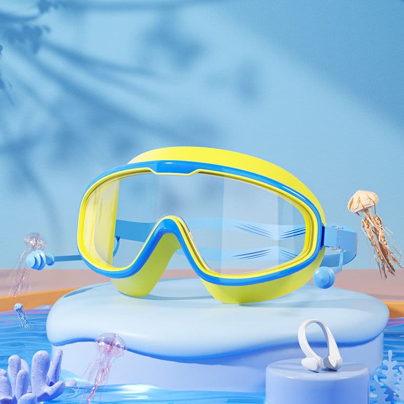 Children's swimming goggles, anti-fog, high-definition swimming goggles, high-definition eye-friendly, adult swimming goggles, silicone nose clip earplugs, large-frame swimming goggles 7