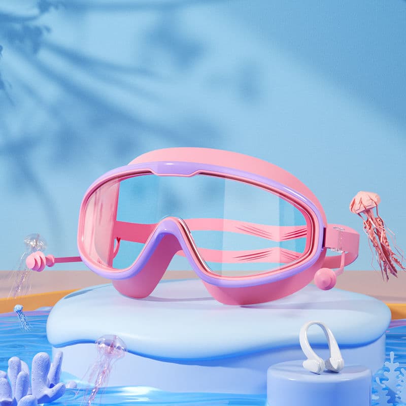 Children's swimming goggles, anti-fog, high-definition swimming goggles, high-definition eye-friendly, adult swimming goggles, silicone nose clip earplugs, large-frame swimming goggles 8