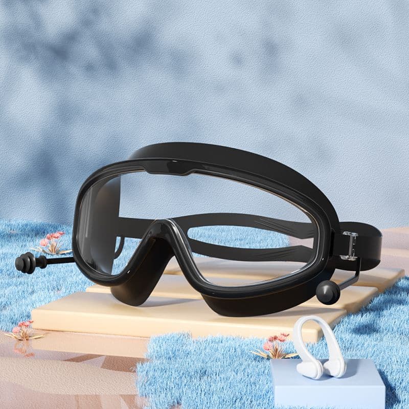 Children's swimming goggles, anti-fog, high-definition swimming goggles, high-definition eye-friendly, adult swimming goggles, silicone nose clip earplugs, large-frame swimming goggles 9