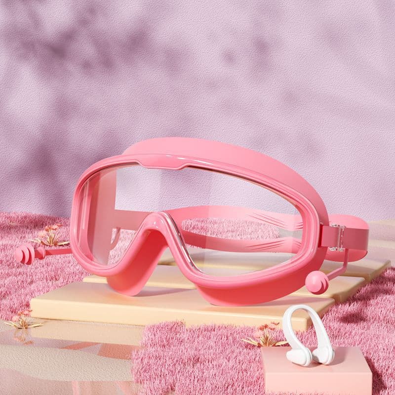 Children's swimming goggles, anti-fog, high-definition swimming goggles, high-definition eye-friendly, adult swimming goggles, silicone nose clip earplugs, large-frame swimming goggles 10