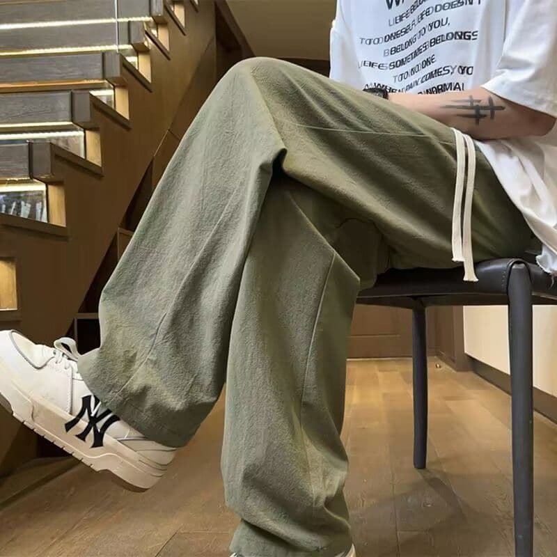 Pants men's summer thin loose simple wide-leg trousers ins sports straight casual trousers casual and versatile 5