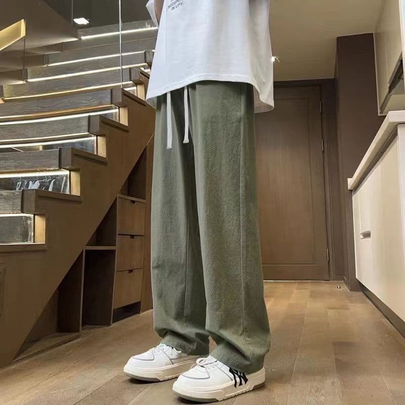 Pants men's summer thin loose simple wide-leg trousers ins sports straight casual trousers casual and versatile 9