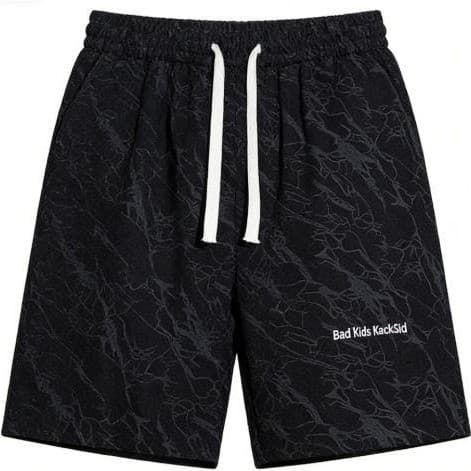 Summer loose shorts, casual sports pants, American tie-dye embroidered quarter pants, men's medium pants, large pants for boys 6
