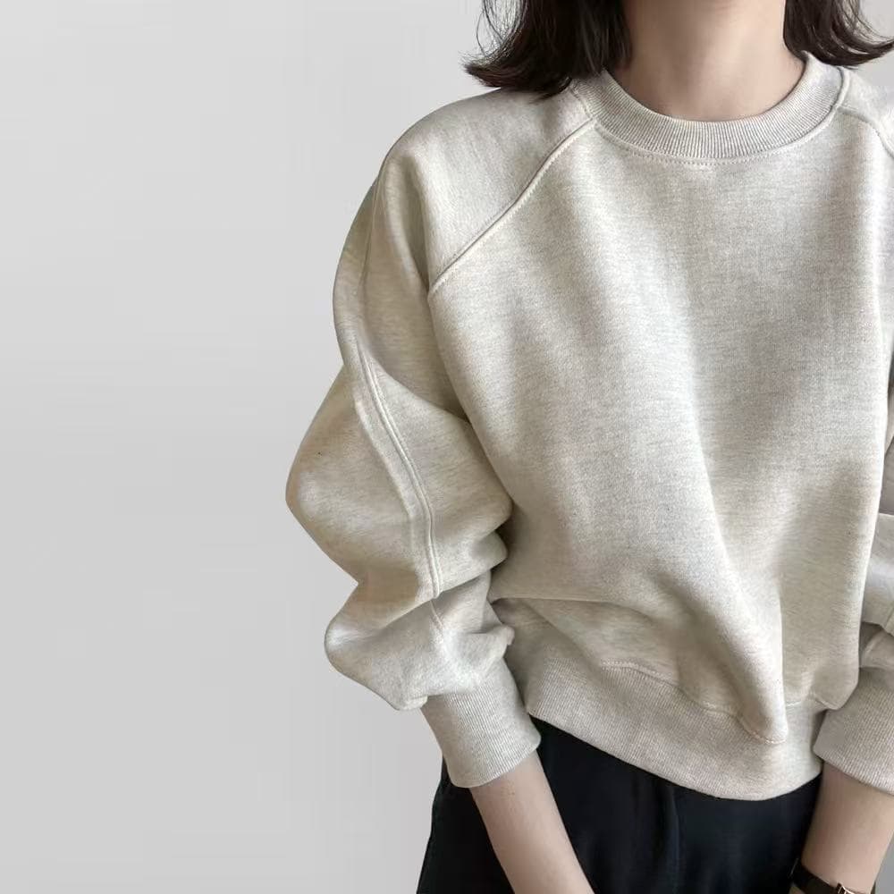 Women's sweatshirt new style 2026 hot style fashionable spring and autumn velvet thickened short gray top for small people spring 2