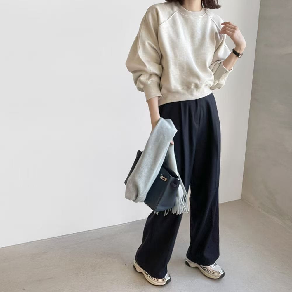 Women's sweatshirt new style 2026 hot style fashionable spring and autumn velvet thickened short gray top for small people spring 3