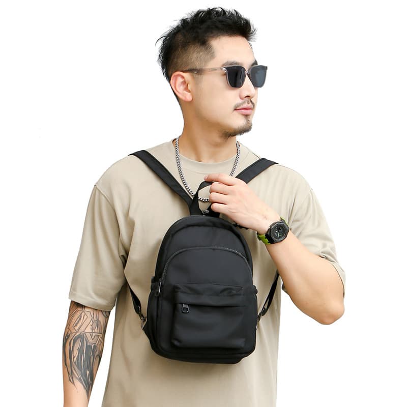 Multifunctional dual-use small backpack, commuting carry-on small chest bag, side pockets that can hold water cups, waterproof casual men's bags 3