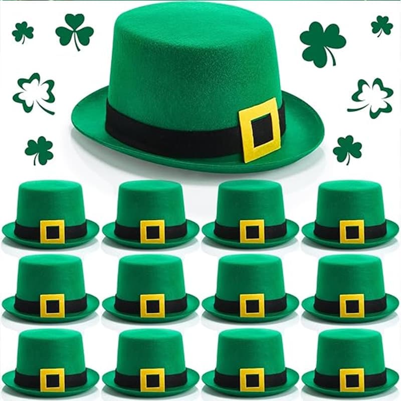 St. Patrick's Day Green Yellow Button Lincoln Hat Irish Lincoln Yellow Belt Top Hat Lincoln Hat Gold Button Top Hat 2