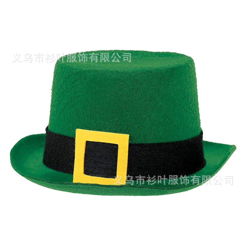 St. Patrick's Day Green Yellow Button Lincoln Hat Irish Lincoln Yellow Belt Top Hat Lincoln Hat Gold Button Top Hat 3