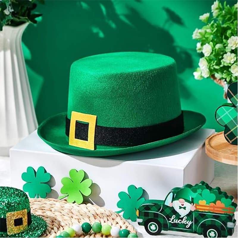 St. Patrick's Day Green Yellow Button Lincoln Hat Irish Lincoln Yellow Belt Top Hat Lincoln Hat Gold Button Top Hat 4
