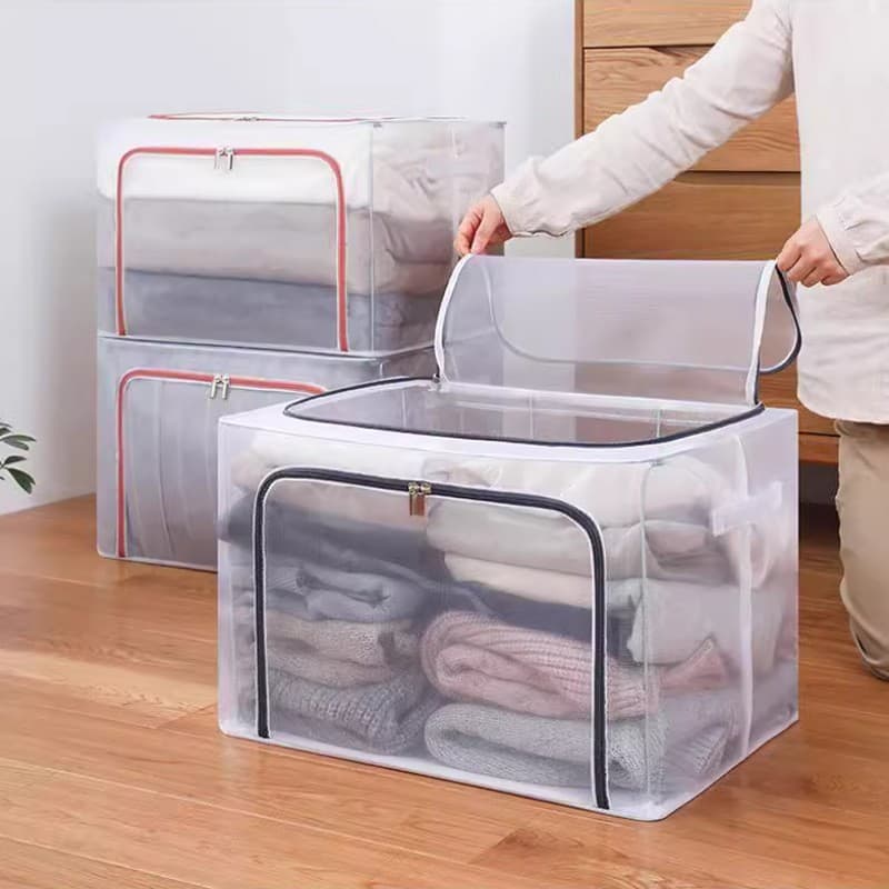 Transparent clothes storage box household large-capacity wardrobe clothing box dormitory organizing box bag storage artifact 2
