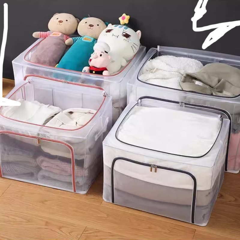 Transparent clothes storage box household large-capacity wardrobe clothing box dormitory organizing box bag storage artifact 5