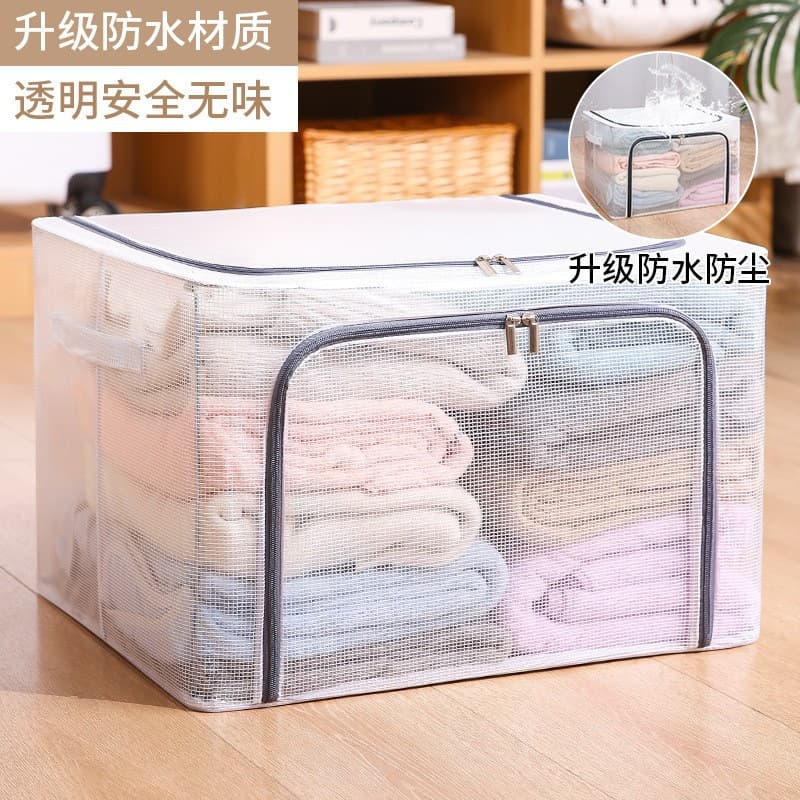 Transparent clothes storage box household large-capacity wardrobe clothing box dormitory organizing box bag storage artifact 7