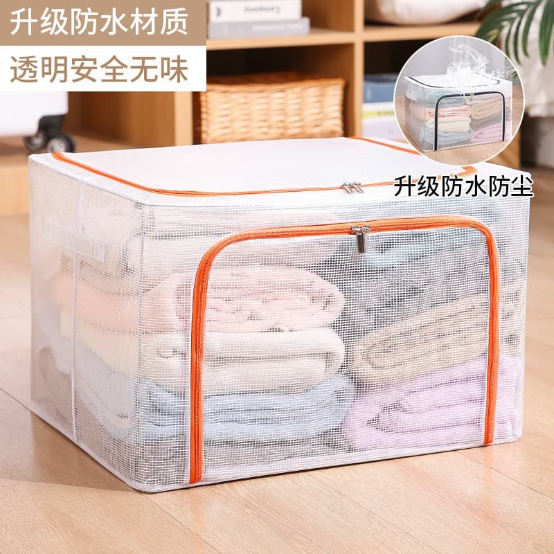 Transparent clothes storage box household large-capacity wardrobe clothing box dormitory organizing box bag storage artifact 8