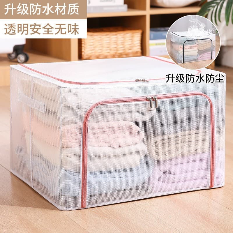 Transparent clothes storage box household large-capacity wardrobe clothing box dormitory organizing box bag storage artifact 10