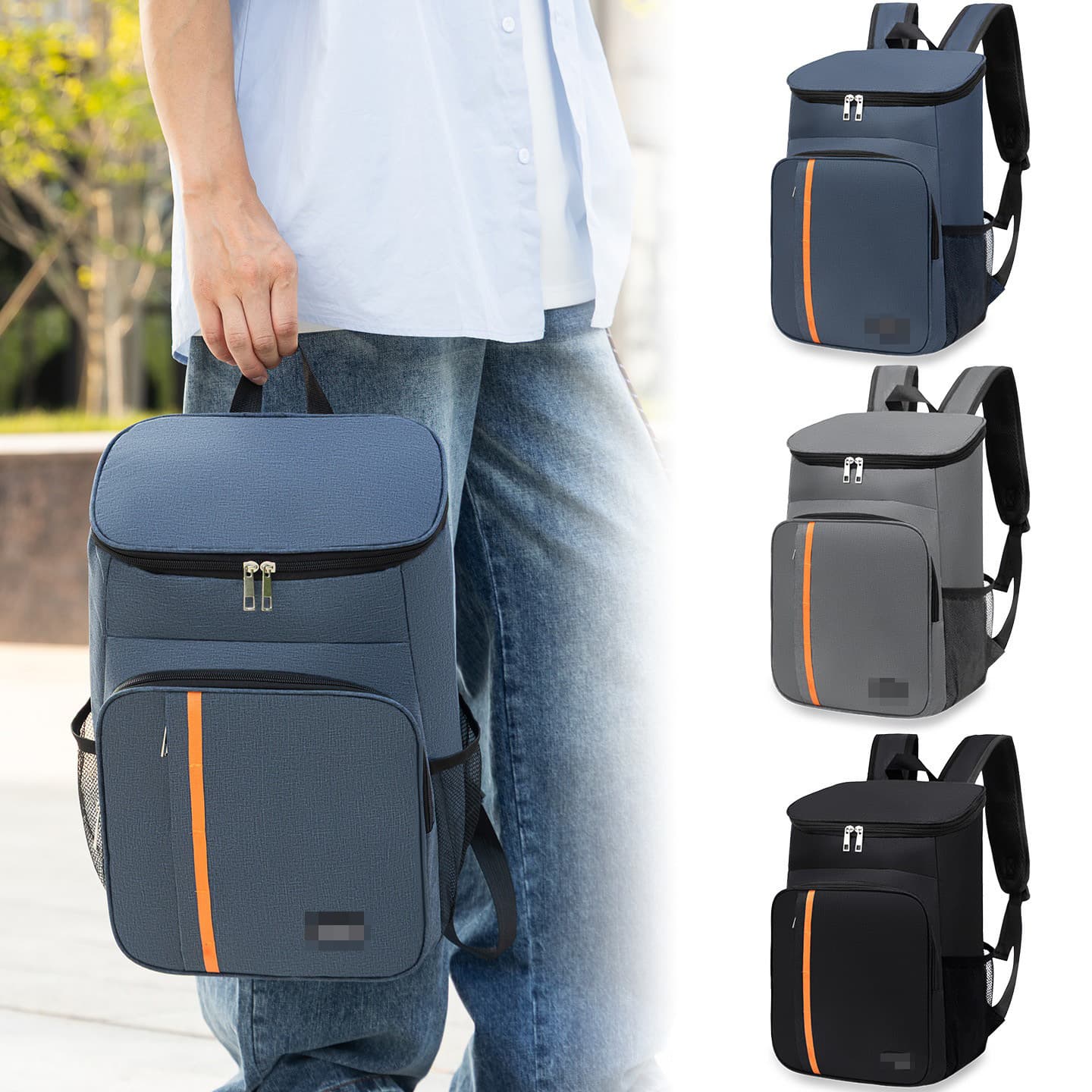 Wholesale backpack large capacity insulated bag aluminum foil takeaway meal delivery box outdoor fresh picnic portable backpack 4