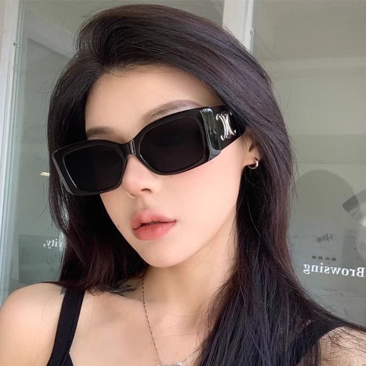 2024 New European and American Fashion Narrow Frame Sunglasses Women's Square Frame Sunglasses Internet Celebrity Same Style Anti-UV Sunglasses 2