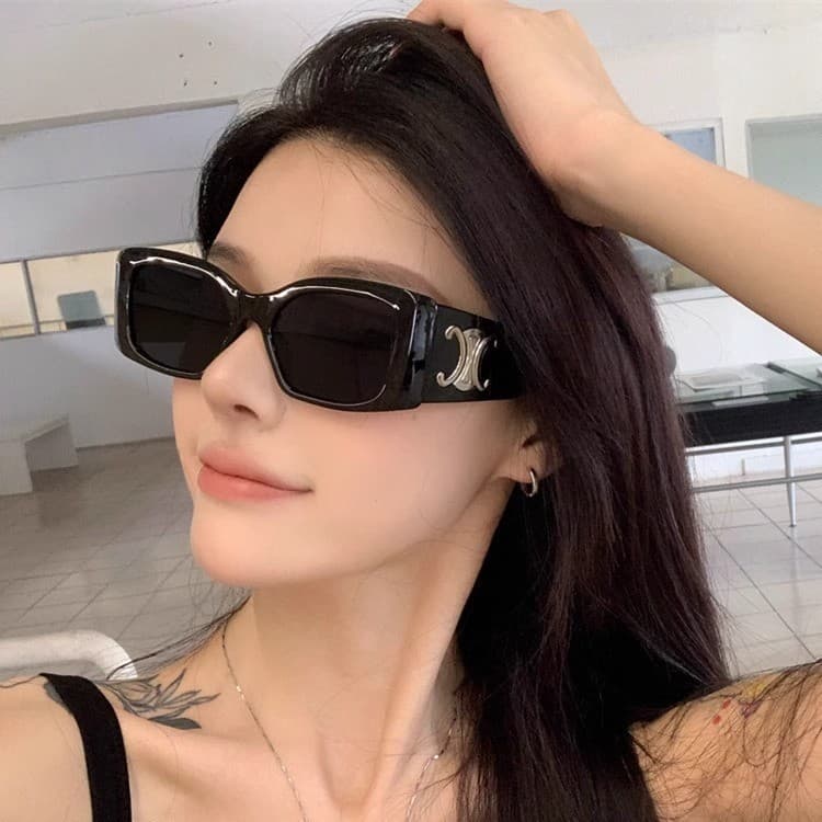 2024 New European and American Fashion Narrow Frame Sunglasses Women's Square Frame Sunglasses Internet Celebrity Same Style Anti-UV Sunglasses 4