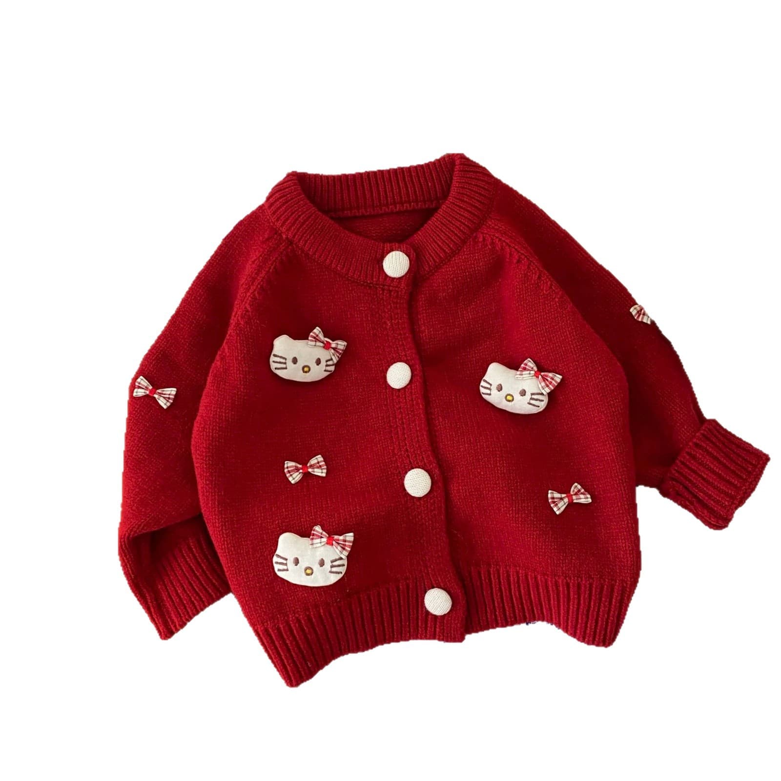 2025 Baby Girls Children's Clothing Cute Knitted Sweater Cartoon Cat Fashionable Single Breasted Autumn and Winter Cardigan Jacket 6