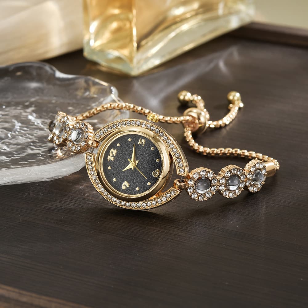 Foreign trade popular style bracelet watch with diamonds, light luxury live broadcast, new fashion quartz watch, pull diamond women's watch 2