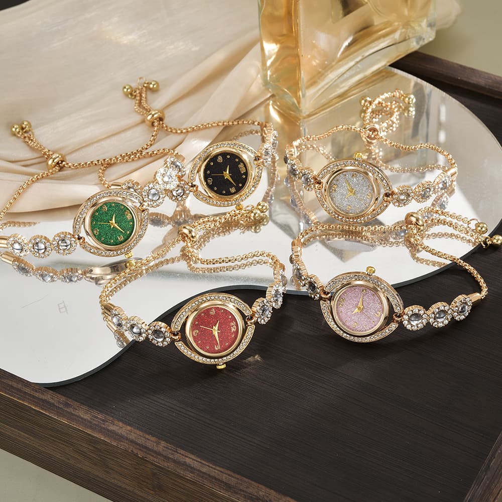 Foreign trade popular style bracelet watch with diamonds, light luxury live broadcast, new fashion quartz watch, pull diamond women's watch 3