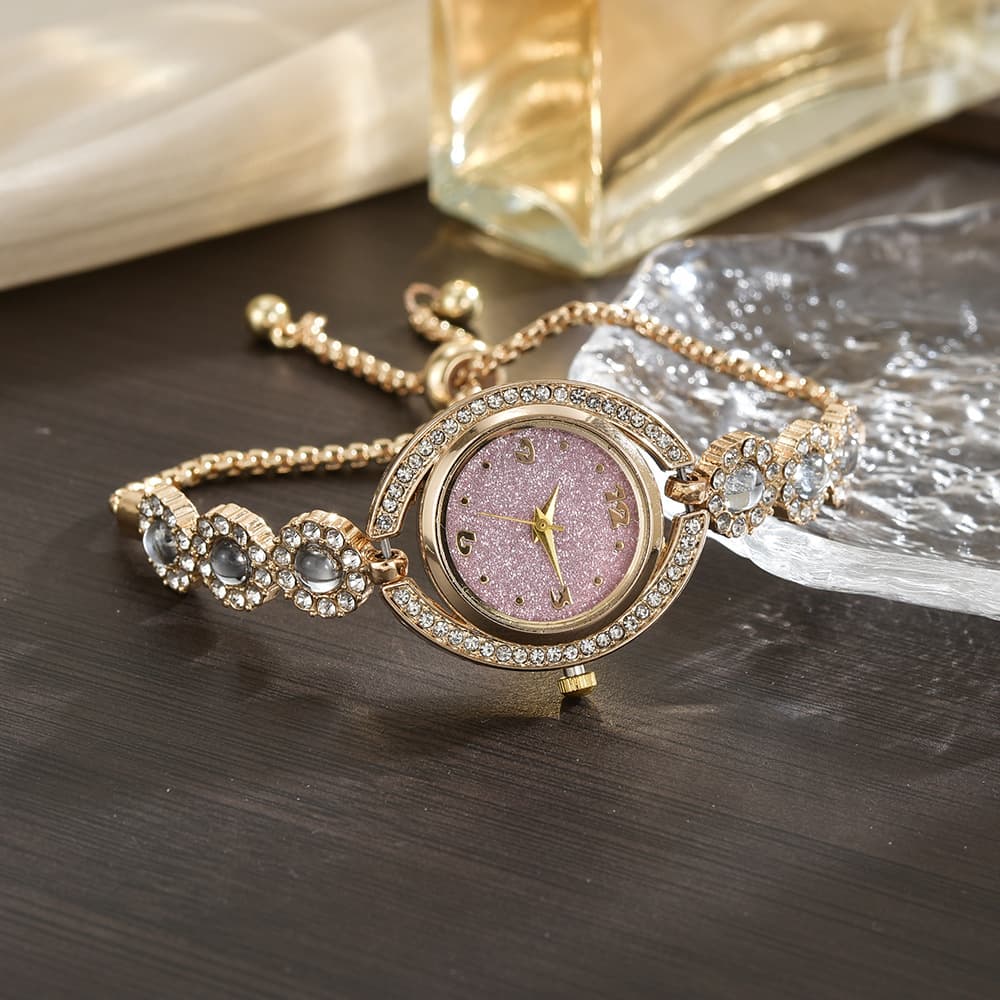 Foreign trade popular style bracelet watch with diamonds, light luxury live broadcast, new fashion quartz watch, pull diamond women's watch 5