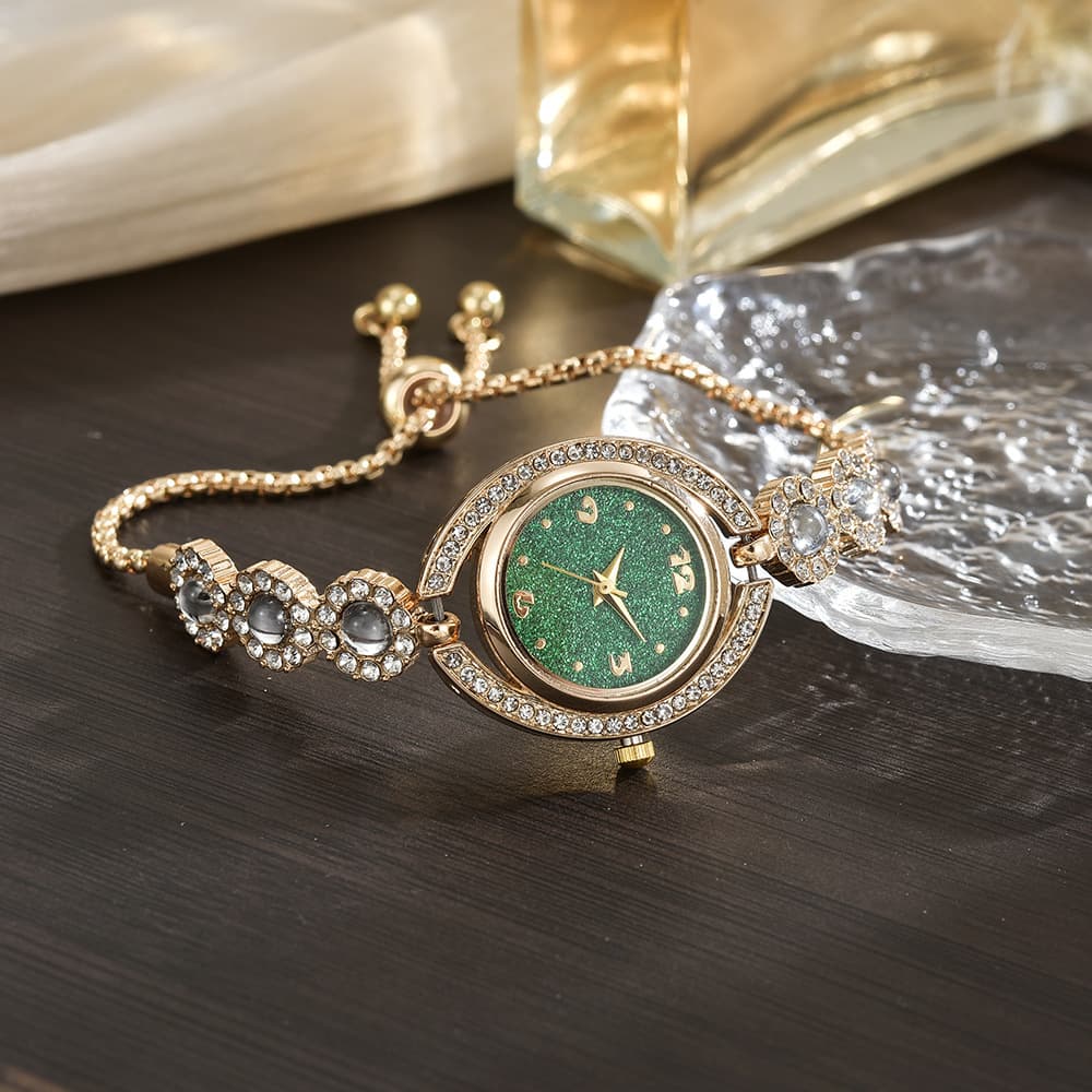 Foreign trade popular style bracelet watch with diamonds, light luxury live broadcast, new fashion quartz watch, pull diamond women's watch 7