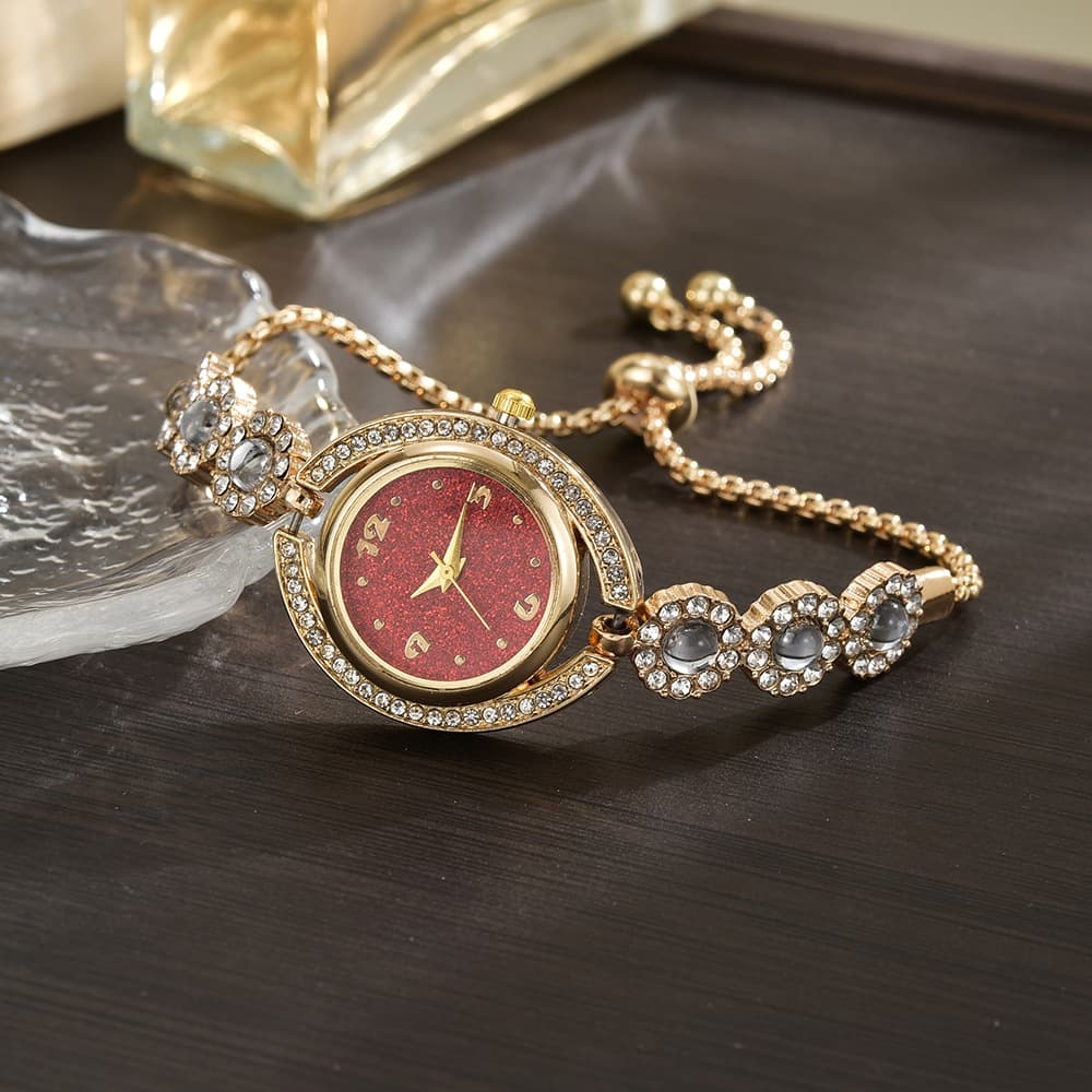 Foreign trade popular style bracelet watch with diamonds, light luxury live broadcast, new fashion quartz watch, pull diamond women's watch 8