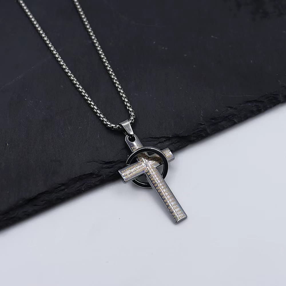 New cross pendant men's necklace women's trendy titanium steel chain accessories sweet and cool trendy sweater pendant design 4